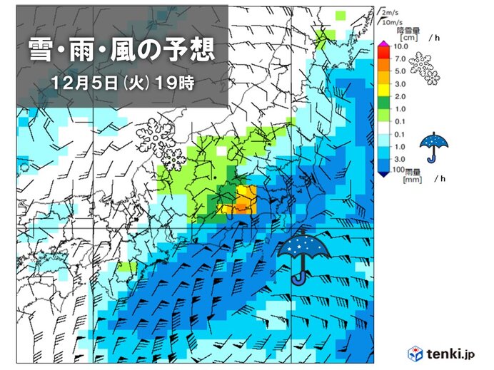 5日(火)は南岸低気圧で荒れた天気　冷たい雨や雪の所も
