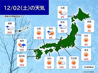 土曜　日本海側は雪や雨　北陸は土砂災害警戒　太平洋側も冬の寒さ　日曜は雷雨に注意