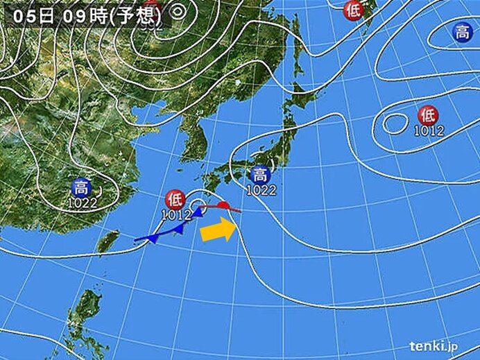 明日5日(火)　夜は傘の出番