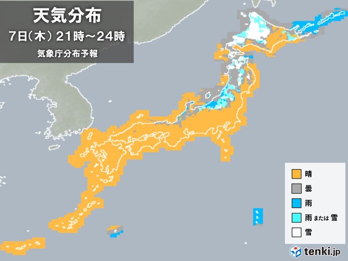 寒冷前線通過後は寒気流入　北海道は平地でも雪　東北・北陸は標高の高い所で雪