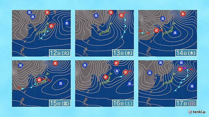 週明けは低気圧が発達