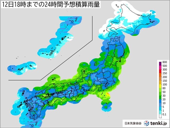 関東・東海では朝の通勤通学の時間に雨のピーク