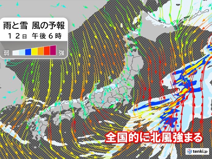 朝は東海や関東の沿岸部で激しい雨に注意　東北北部は雪