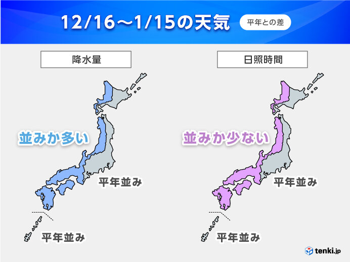 降水量は日本海側や西日本ほど多い傾向