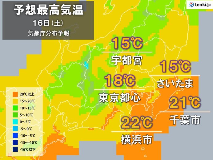 明日16日も所々で雨　気温は上昇