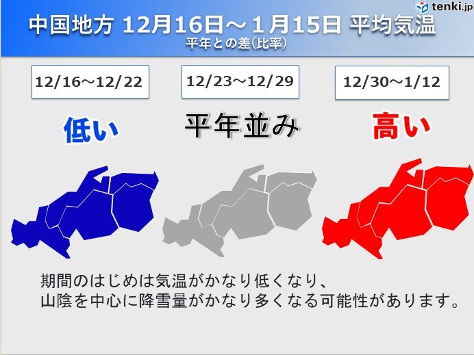 クリスマス前にかけて低温と大雪に警戒が必要