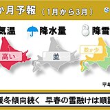 北海道　3か月予報　暖冬傾向で雪解けは順調に進みそう