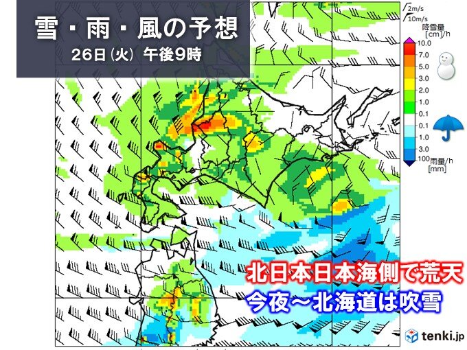 今夜～明日27日にかけて　北海道は吹雪に注意