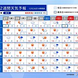 2週間天気　大晦日は荒天の恐れ　雪解けによる災害に注意　元日は風冷たく防寒が必要