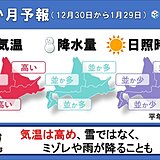 北海道1か月予報　気温は高め　雪ではなくミゾレや雨が降ることも!