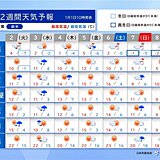 2週間天気　三が日は次第に下り坂　3連休は寒気南下も一時的　1月中旬は気温高め