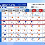 2週間天気　成人の日は日本海側で大雪やふぶき　北陸は来週にかけて雨や雪