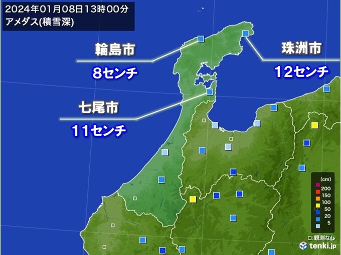 能登半島　元日以降で最も多い積雪に　路面凍結や低体温症に注意