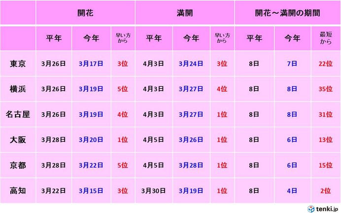 今年の桜　異例の早さ　お花見日和は多い