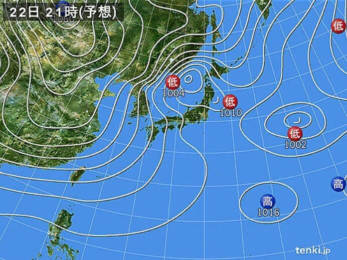 全国的に風が強い　夜は西から寒気流入