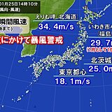 強い冬型　福島県で最大瞬間風速30メートルに迫る　今夜遅くまで暴風警戒