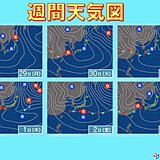 来週半ば頃から　西・東日本の南に前線が停滞　西日本を中心に雨　高温傾向