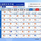 2週間天気　太平洋側も前線や低気圧の影響で度々雨　日々の寒暖差やスギ花粉に注意