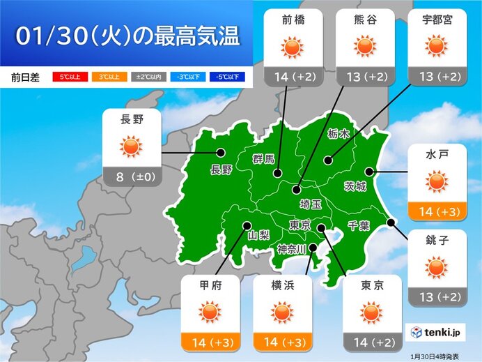 今日は日差しに温もり　微量ながらも花粉に注意