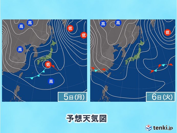 関東 5日～6日は南岸低気圧で広く雪 平野部も積雪 内陸や山沿い中心に 