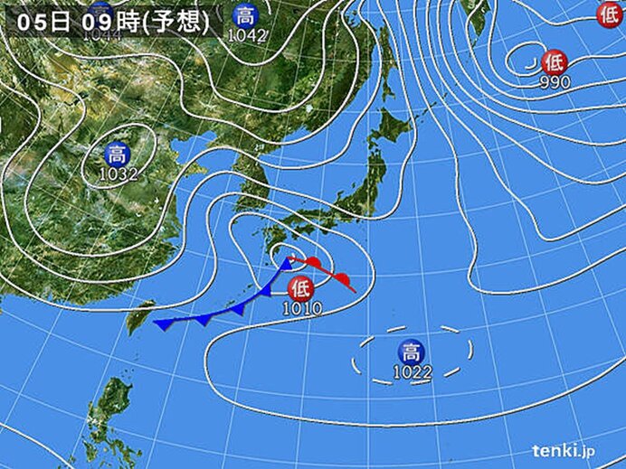 5日(月)　朝の通勤時間帯　九州南部は大雨に警戒