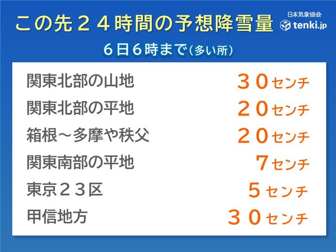 予想される降雪量