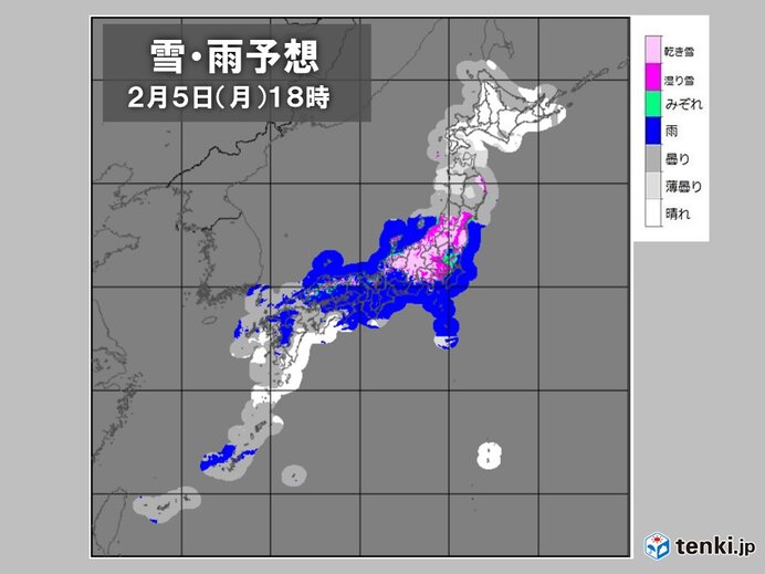 関東は昼頃から広く雪