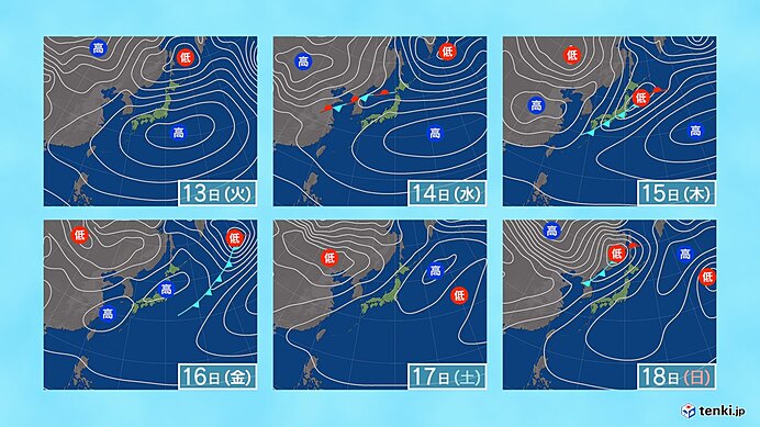 木曜日頃は雲が増える