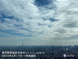 関東南部～近畿は雲が多く　日中もヒンヤリ　雨の所も　明日は気温上昇