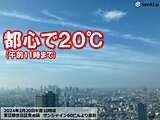 都心で20℃も今夜は雨でヒンヤリ　明日は9℃予想で真冬の寒さに