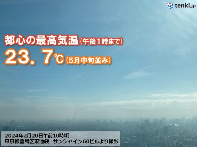 関東で夏日の所も　都心も24℃迫る