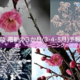 北陸　3か月予報　季節の歩みは概ね順調　降水量はほぼ平年並でも短時間強雨には注意