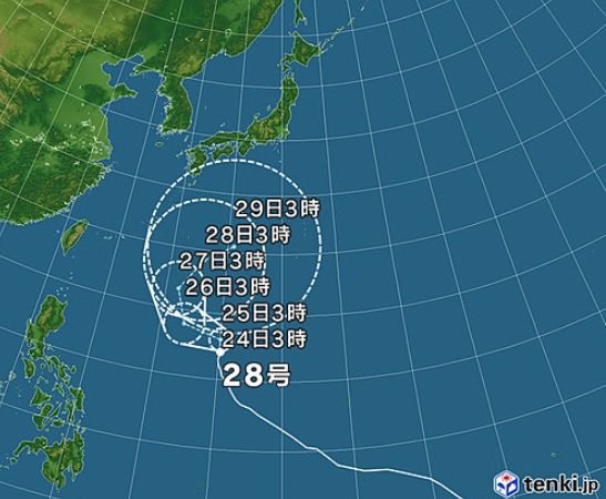 台風28号　今後の進路