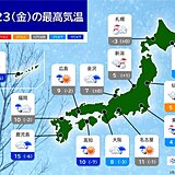 23日　冷たい雨や雪　関東の平野部は雪まじり　真冬の寒さ　路面の凍結などに注意