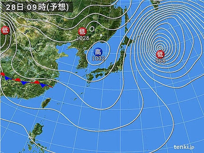 明日28日　風はおさまる　日差しの温もり