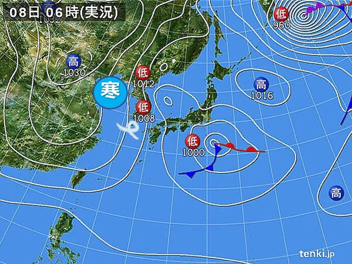 今日8日～9日は冬型　冷たい季節風