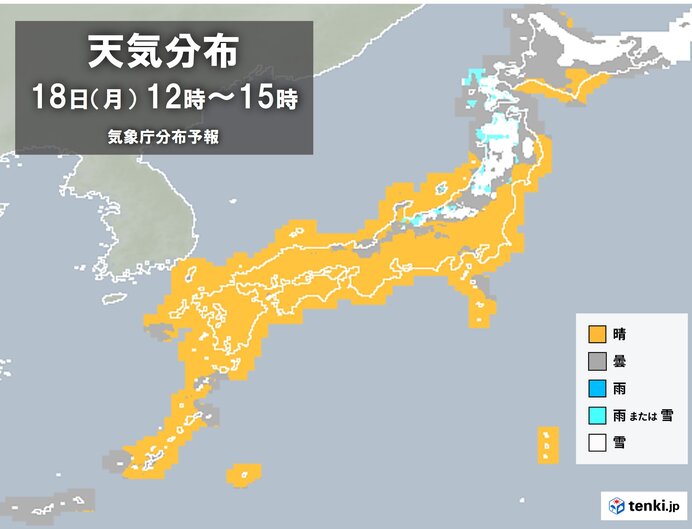 明日18日　北日本は雪や吹雪　晴れる地域も北風強め　体感がガラリと変化　服装注意