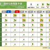 花粉情報　週末も東京・仙台で大量飛散　九州・関東ではヒノキ花粉も