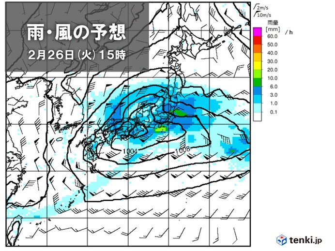 26日(火)頃は荒れた天気の恐れ