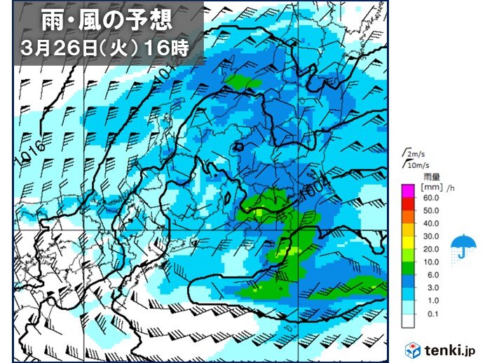 26日　雨・風が強まる