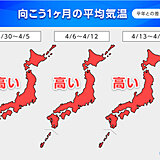 1か月　季節が急加速　寒の戻りから一転高温へ　お花見は急な暑さ注意　西ほど雨多い