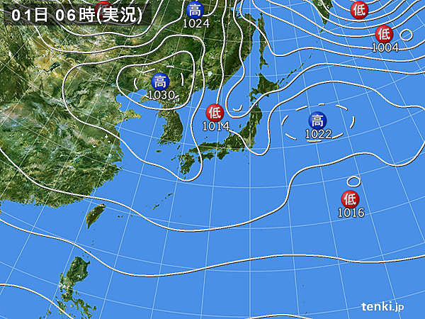 1日の天気　北海道～北陸　北海道や東北北部は雪が強まる