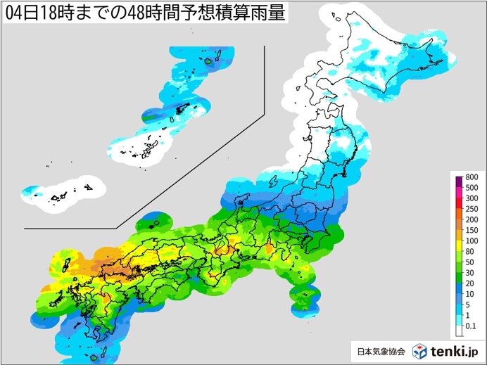 明日3日(水)は広く雨　西日本で警報級の大雨の恐れ　東海や関東も雨脚強まる