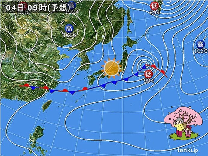 明日4日　天気回復　夜は関東でにわか雨の可能性