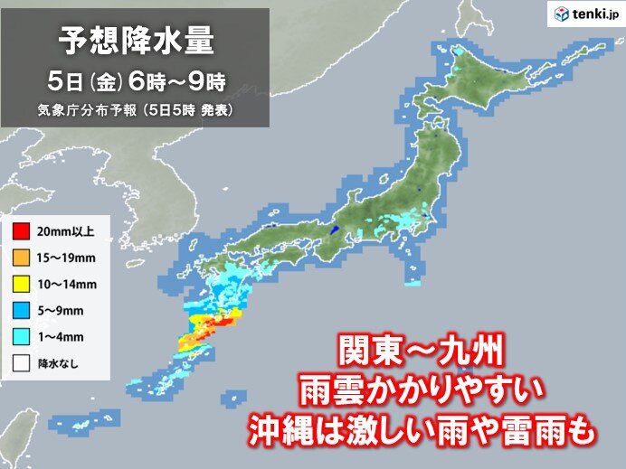 日本海側は広く日差し　太平洋側は関東以西で曇りや雨