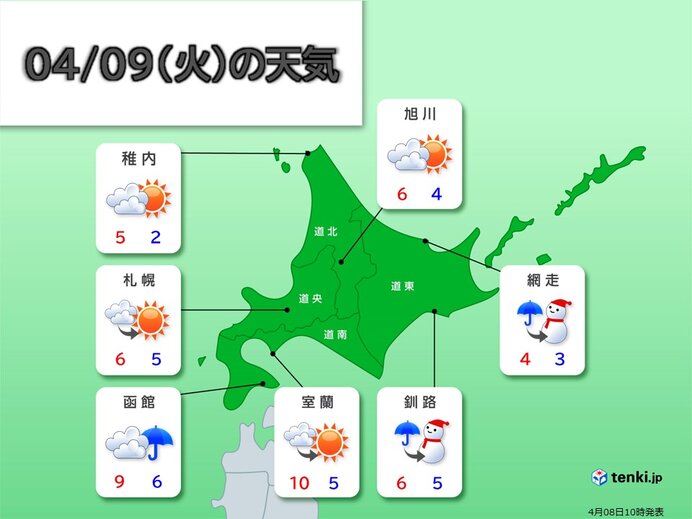 明日9日は急激に気温が下がる　体調管理に注意