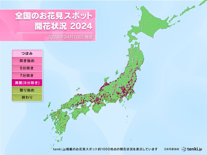 関東内陸部や北陸、東北など見頃エリア広がる