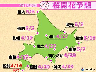 北海道の最新桜開花予想　函館より札幌が先に開花か