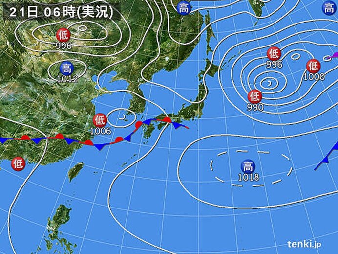 九州から東海の所々に雨雲　種子島で激しい雨を観測
