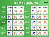北海道　明日30日は各地で雨　日中も空気は冷たくなる